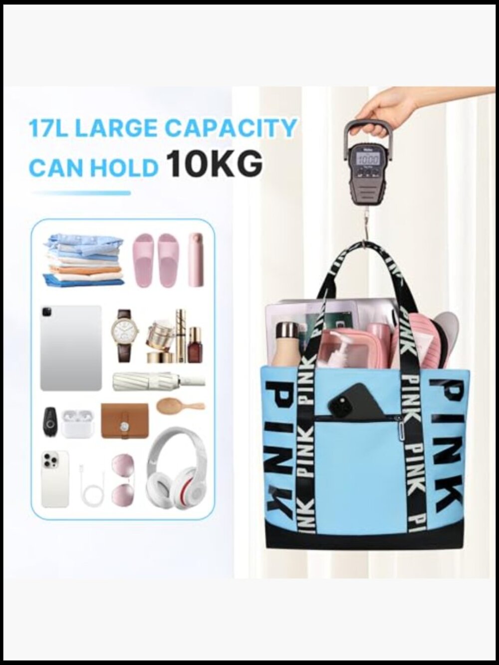 Large Travel Tote Bag Waterproof Nylon Work Beach Shoulder Hobo - Picture 5 of 7